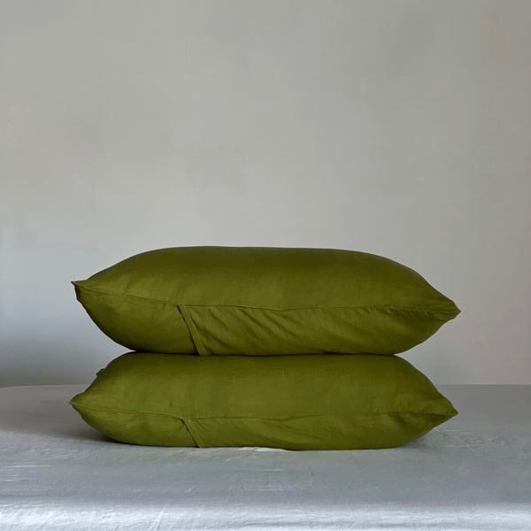 Linen Pillowslip Set (of two) in Pickle - Warehouse Sale