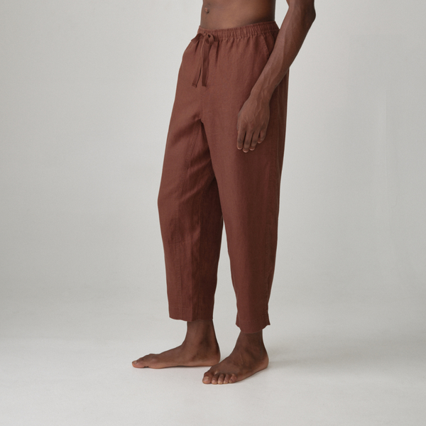 100% Linen Pants in Cocoa - Mens