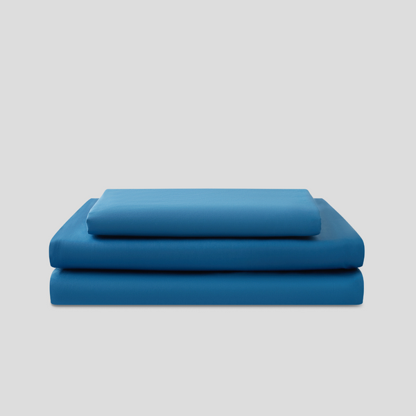 Organic Cotton 300TC Percale Sheet Set in Valla Blue