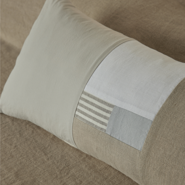 Atelier Rectangle Cushion in Cloud, Natural and Stripe