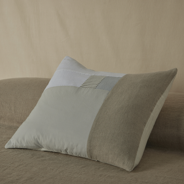 Atelier Square Cushion in Cloud, Natural and Stripe