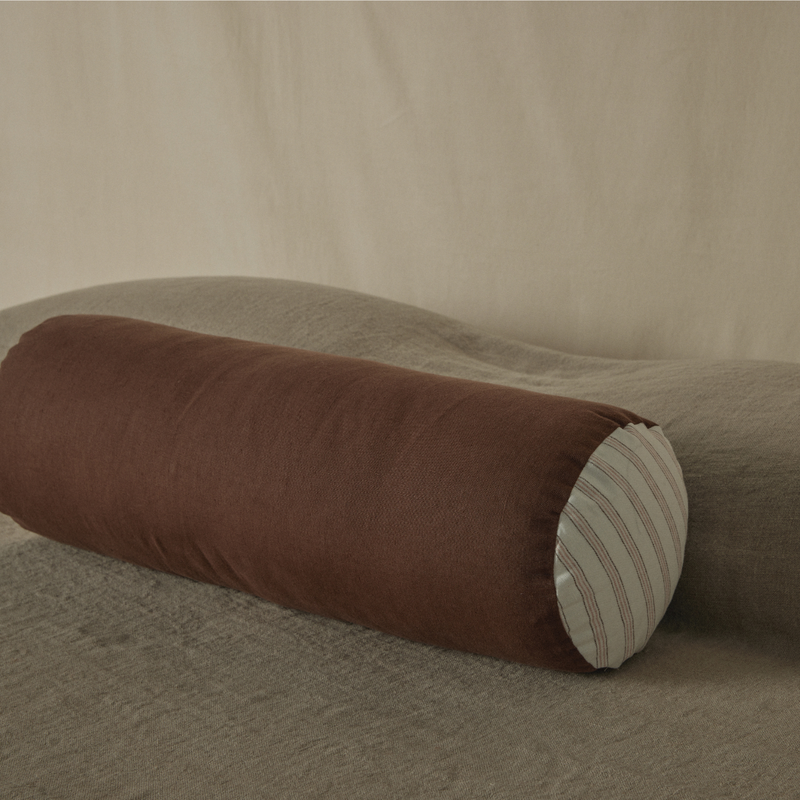 Atelier Bolster Cushion in Cocoa & Walter Stripe