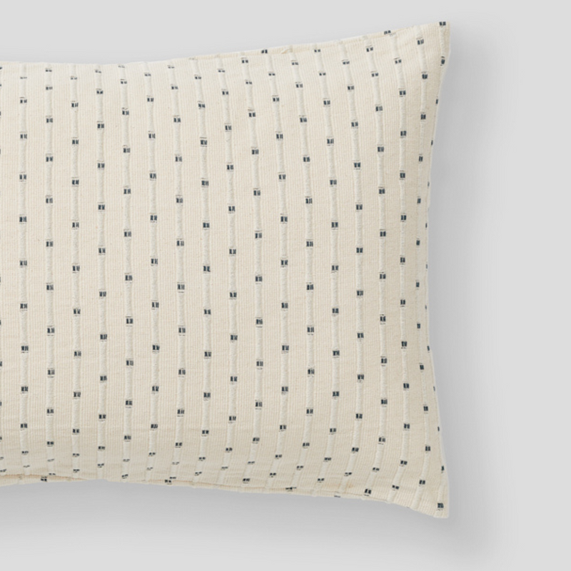100% Organic Textured Cotton Pillowslip set (of two) in Off White with Lake
