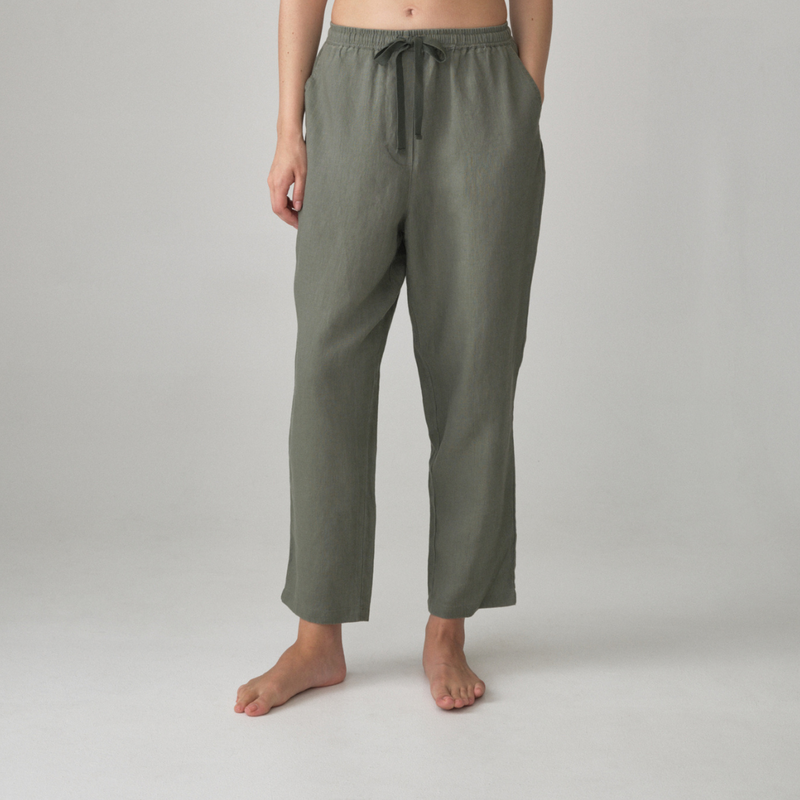 100% Linen Pants in Khaki