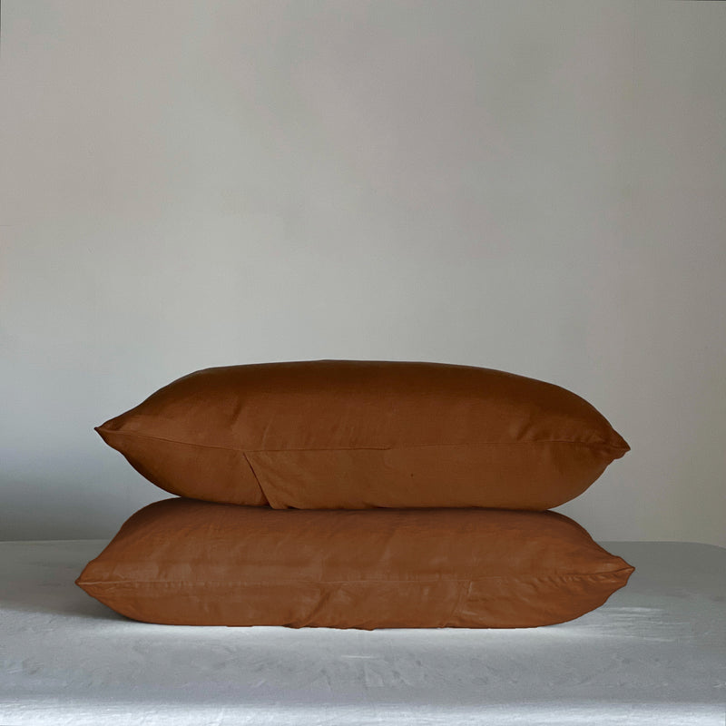 Linen Pillowslip Set (of two) in Toffee - Warehouse Sale