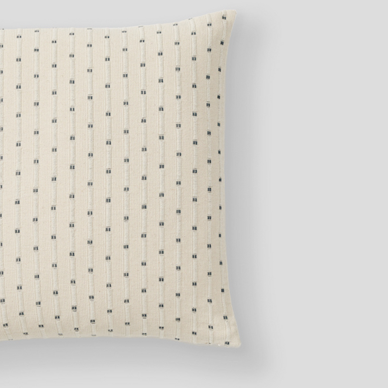 100% Organic Textured Cotton Square Cushion in Off White with Lake