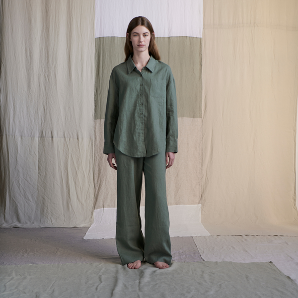 100% Linen Oversized Shirt in Khaki