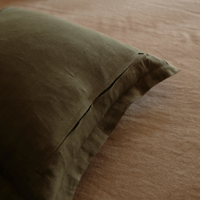 100% Linen Square Cushion in Forest