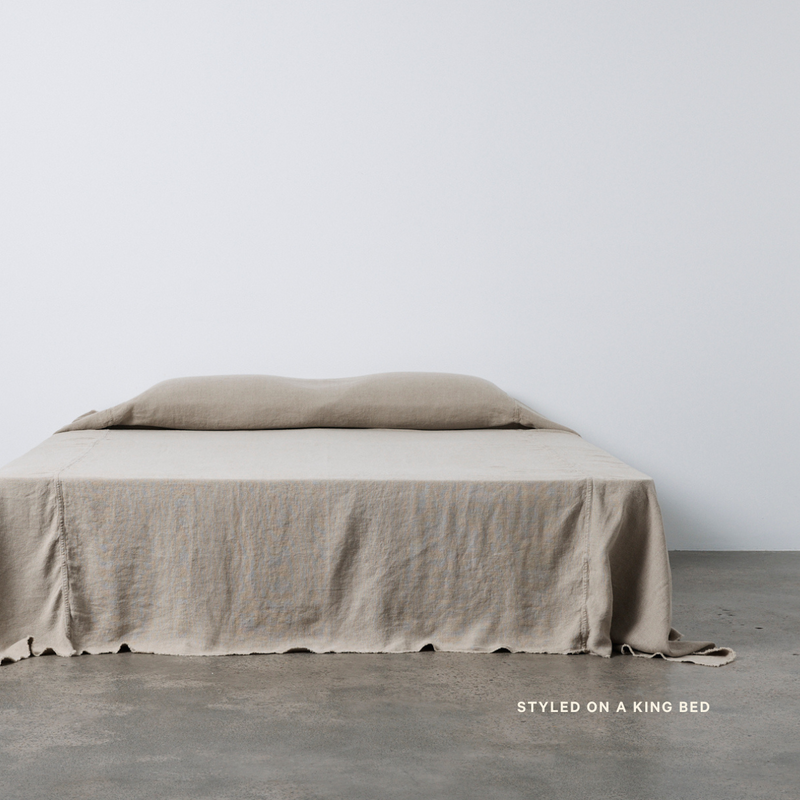 Oversized Heavy Linen Bed Cover in Natural