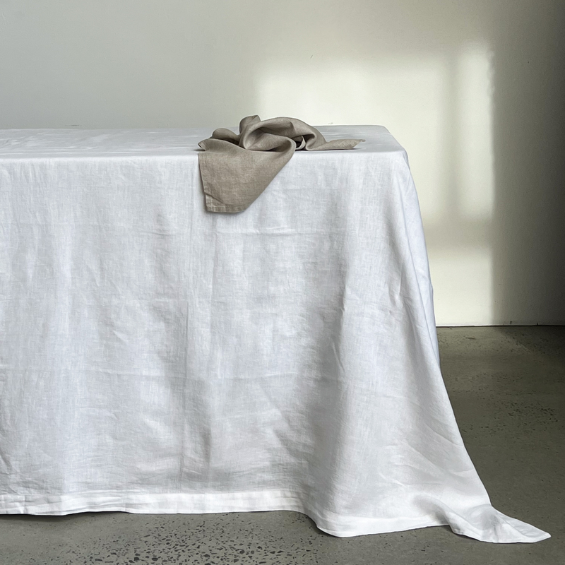 100% Linen Table Set - White & Natural