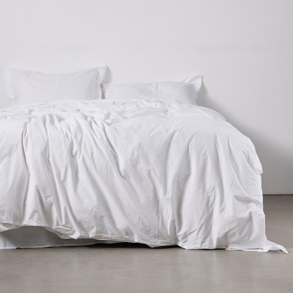 Organic Cotton Percale Duvet Set in Pure White