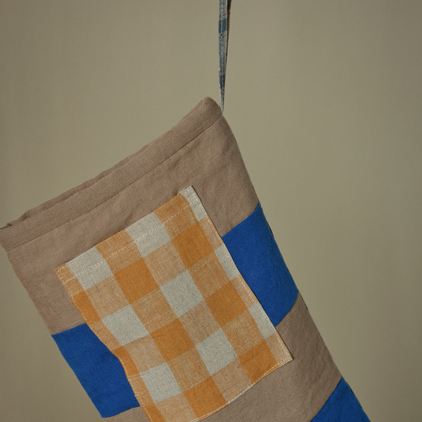 Atelier Christmas Stocking in Cocoa, Cobalt & Marigold Gingham