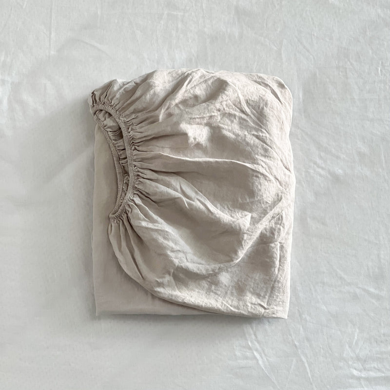 Linen Fitted Sheet in Dove Grey - Warehouse Sale