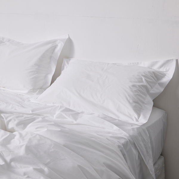 Organic Cotton 300TC Percale Fitted Sheet in Pure White