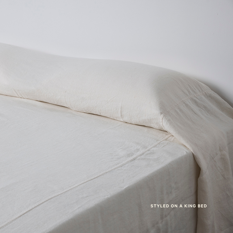 Oversized Heavy Linen Bed Cover in Off White