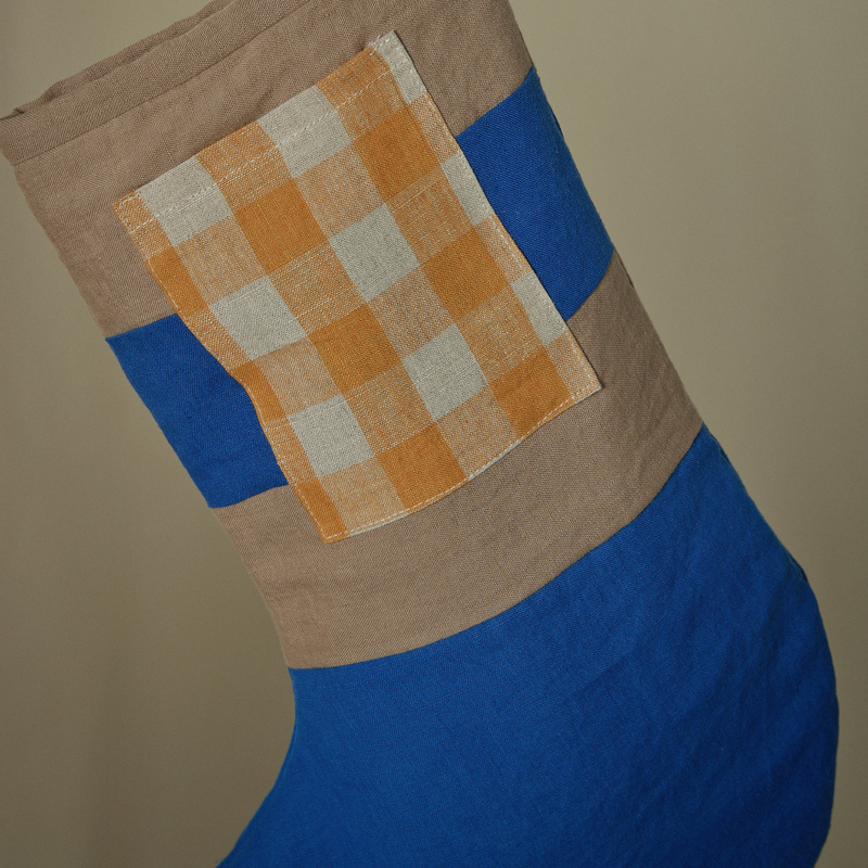 Atelier Christmas Stocking in Cocoa, Cobalt & Marigold Gingham