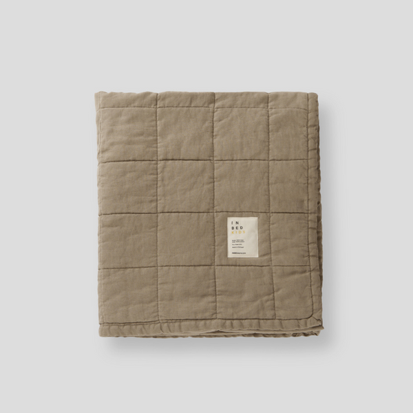 100% Linen Two Tone Quilted Bed Cover in Chestnut & Mist