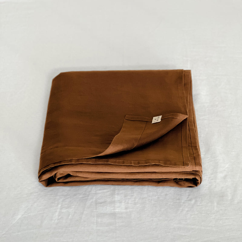 Linen Flat Sheet in Toffee - Warehouse Sale