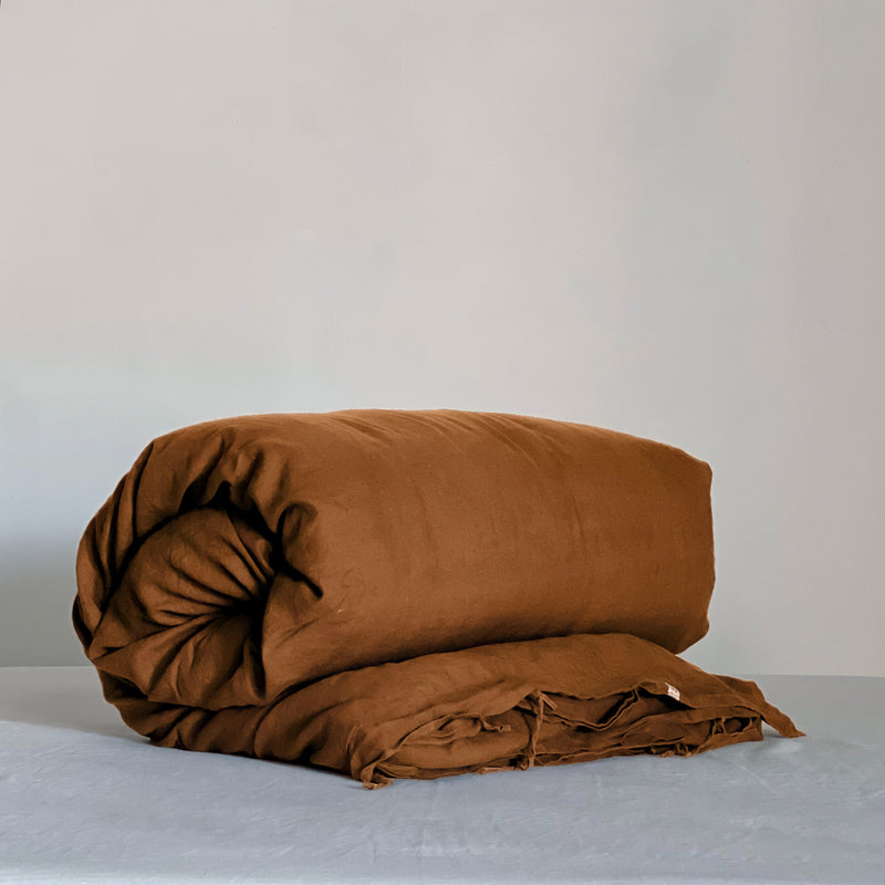 Linen Duvet Cover in Toffee - Warehouse Sale