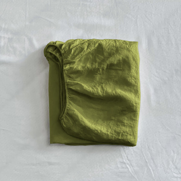 Linen Fitted Sheet in Pickle - Warehouse Sale