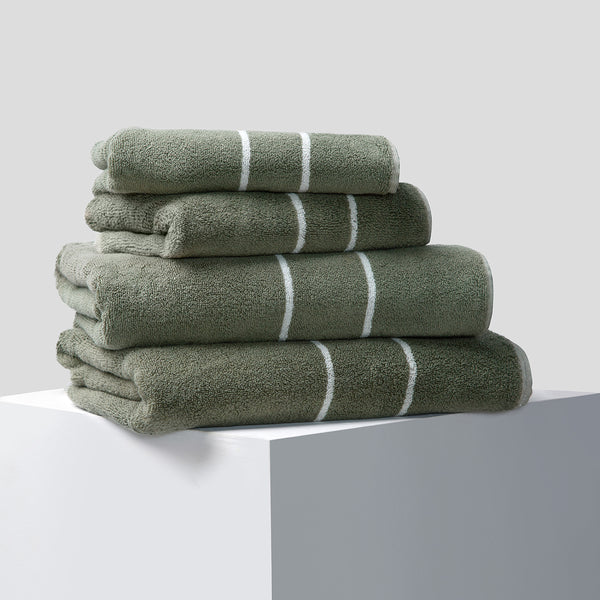 100% Organic Cotton Towel Set Khaki Stripe