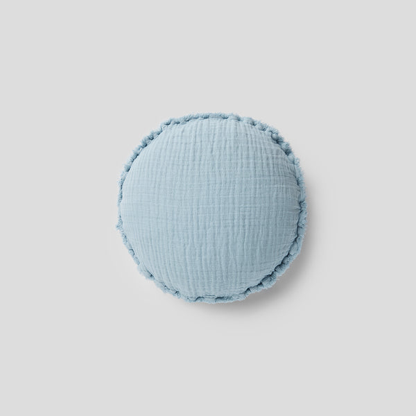 Cotton & Hemp Cushion in Dusk Blue - Round