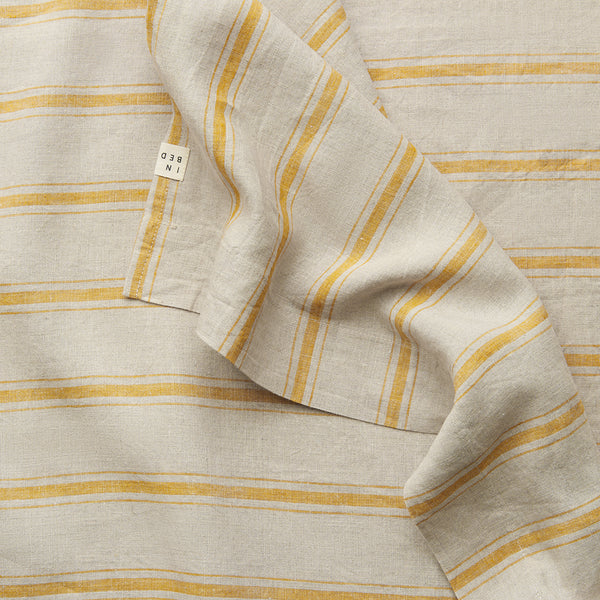 100% Linen Flat Sheet in Marigold Stripe
