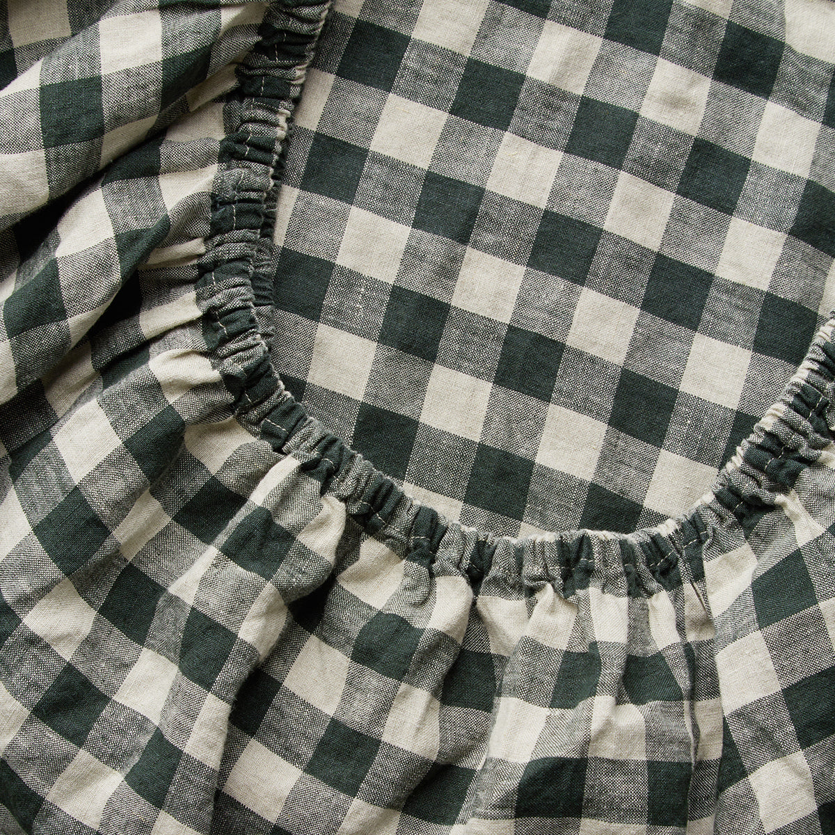 100% Linen Fitted Sheet in Pine Gingham – IN BED Store