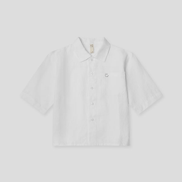 100% Linen Kids Shirt in White