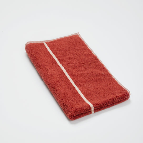 100% Organic Cotton Bath Mat in Oxblood & Peach