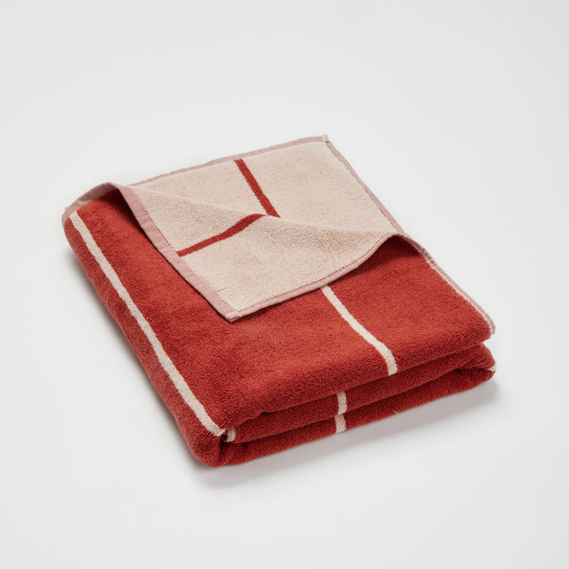 100% Organic Cotton Bath Sheet in Oxblood & Peach