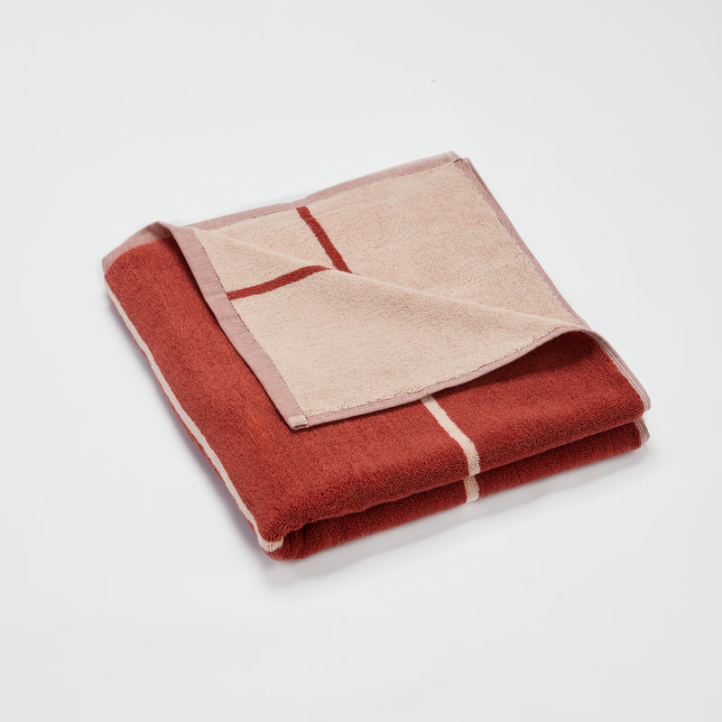 100% Organic Cotton Bath Towel in Oxblood & Peach