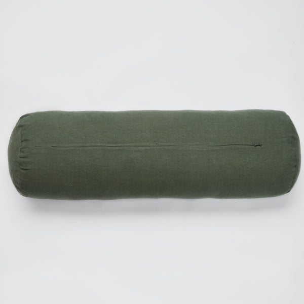 100% Linen Bolster Cushion in Forest