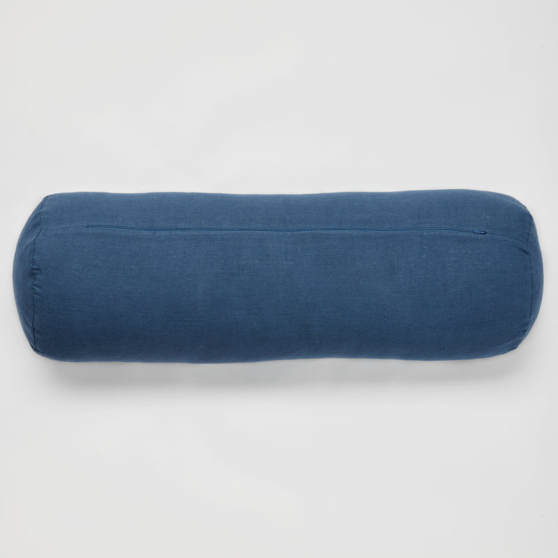 100% Linen Bolster Cushion in Indigo