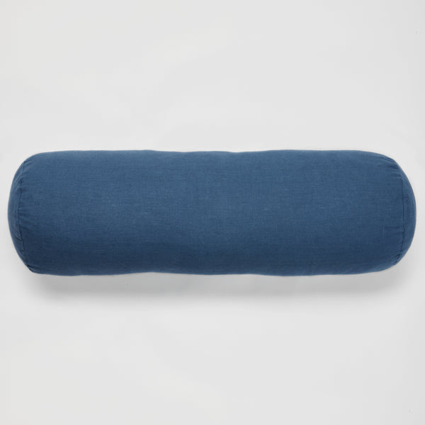 100% Linen Bolster Cushion in Indigo