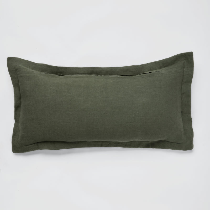 100% Linen Rectangle Cushion in Forest