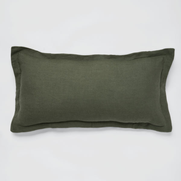 100% Linen Rectangle Cushion in Forest