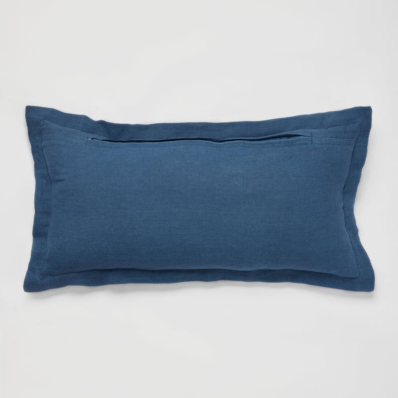 100% Linen Rectangle Cushion in Indigo