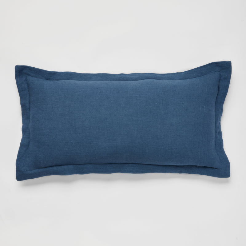 100% Linen Rectangle Cushion in Indigo