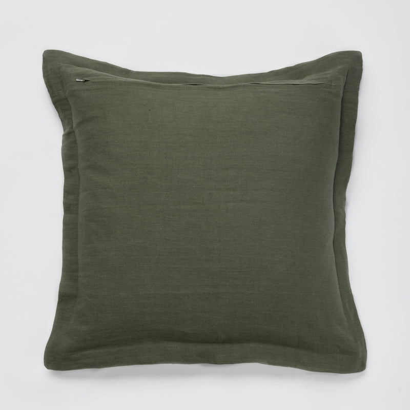 100% Linen Square Cushion in Forest