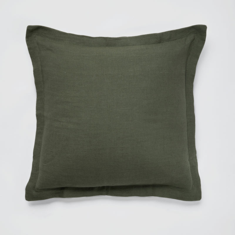 100% Linen Square Cushion in Forest