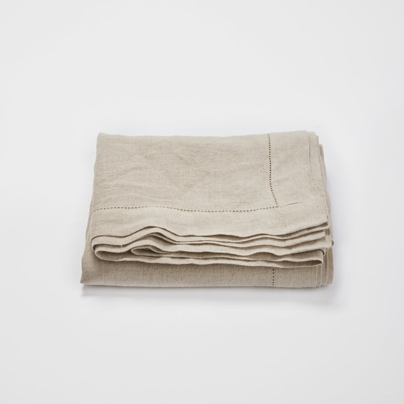 100% Linen Table Cloth with Hem Stitch Detail in Natural