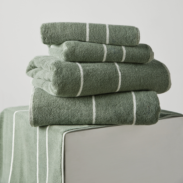 100% Organic Bath Sheet & Mat Set in Khaki Stripe