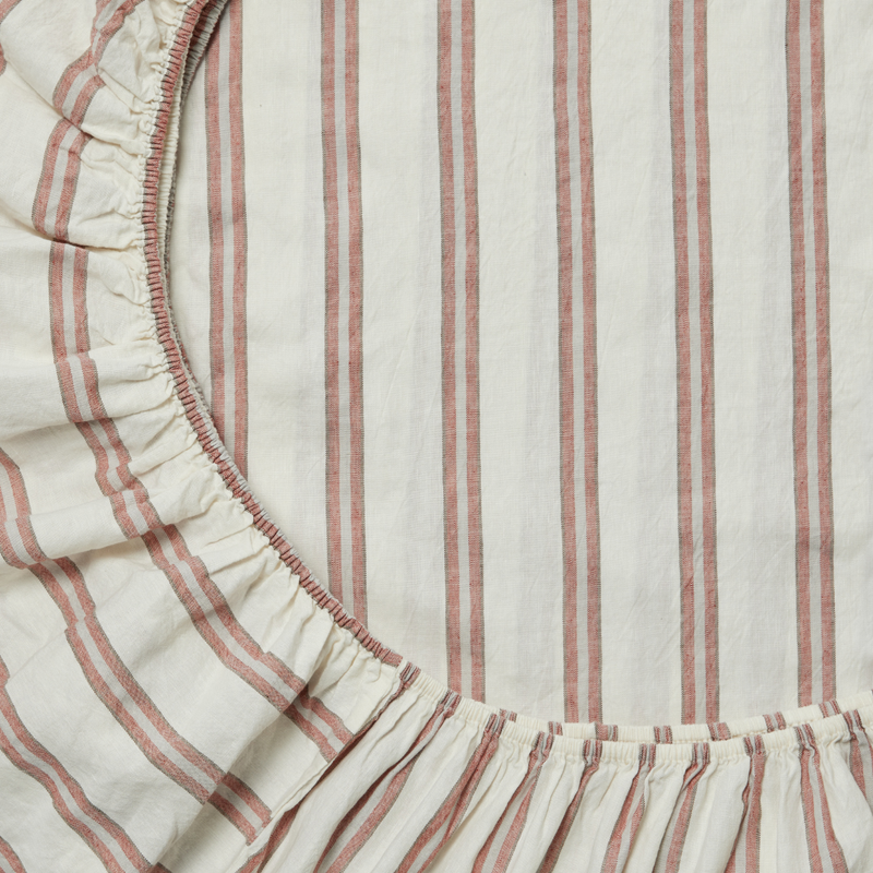 Linen & Cotton Fitted Sheet in Rust & Slate stripe – IN BED Store