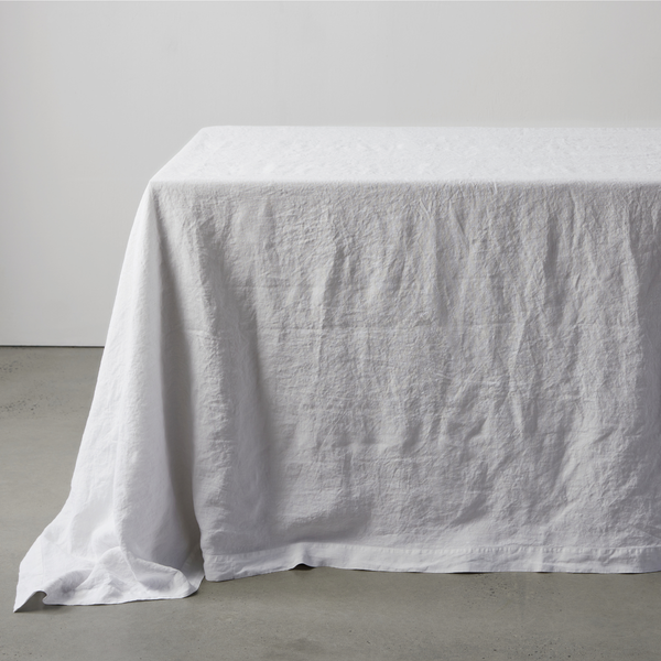 100% Linen Table Cloth in White