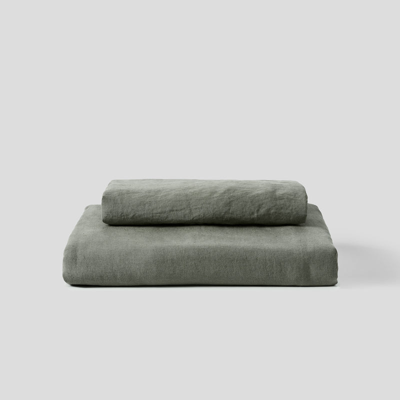 100% Linen Duvet Set Khaki