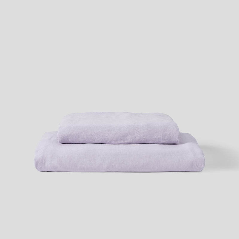 100% Linen Duvet Set Lilac