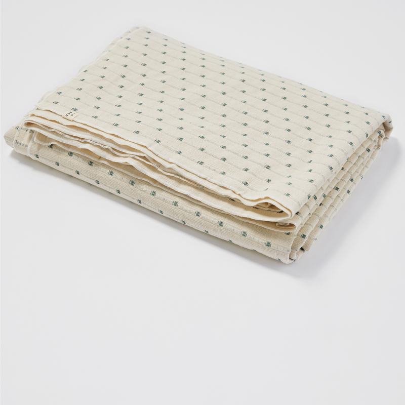 100% Organic Textured Cotton Oversized Bed Cover in Off White with Lake