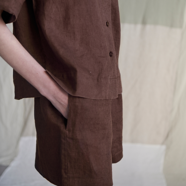 100% Linen Boxer Shorts in Cocoa