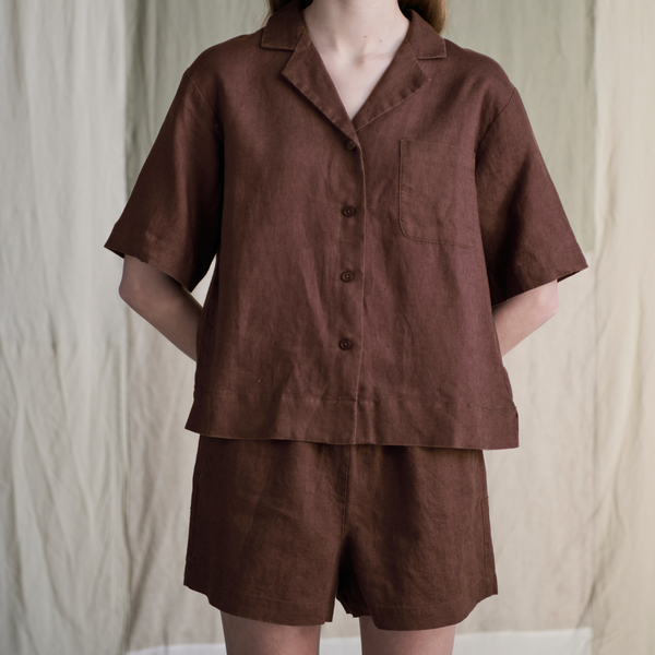 100% Linen Boxer Shorts in Cocoa